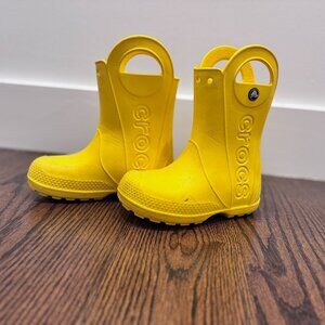 Little Kids Croc Handle It Rain Boots in Yellow (Size 11)